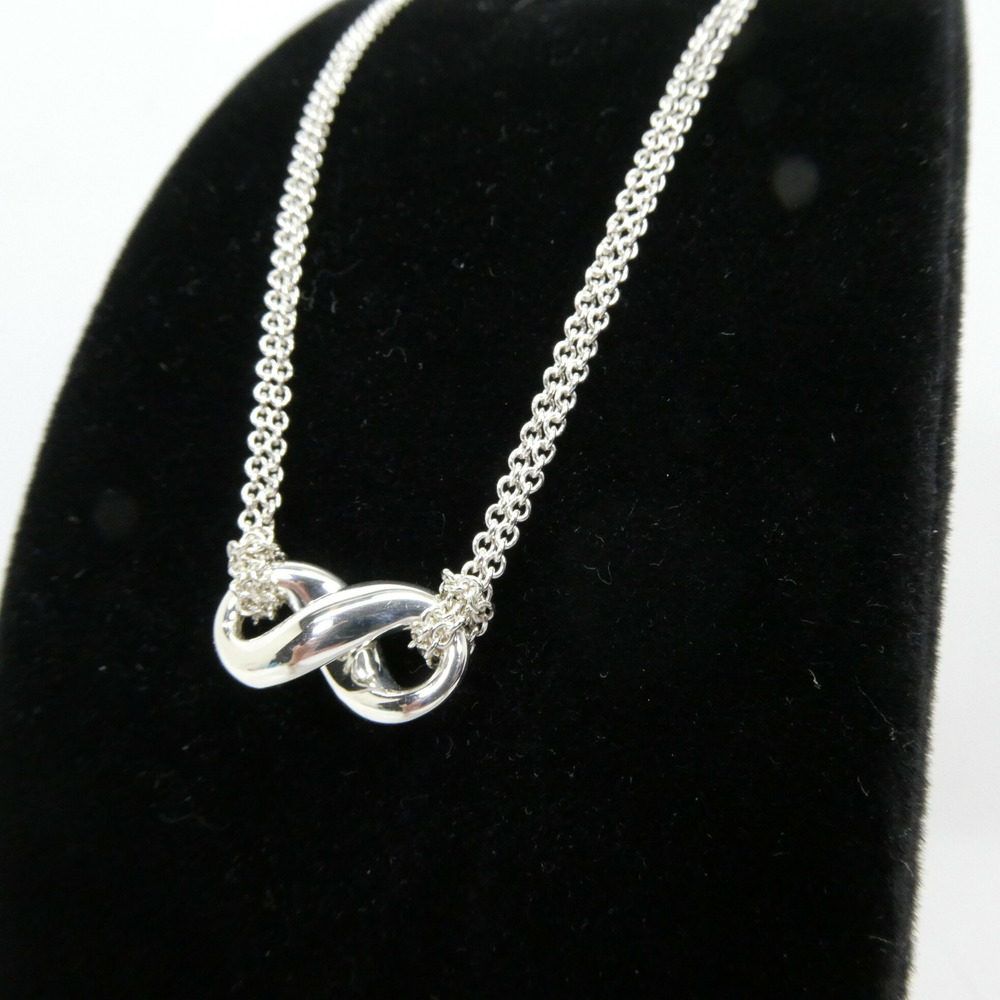 TIFFANY Co Infinity Pendant Two Strand Sterling Silver Necklace
